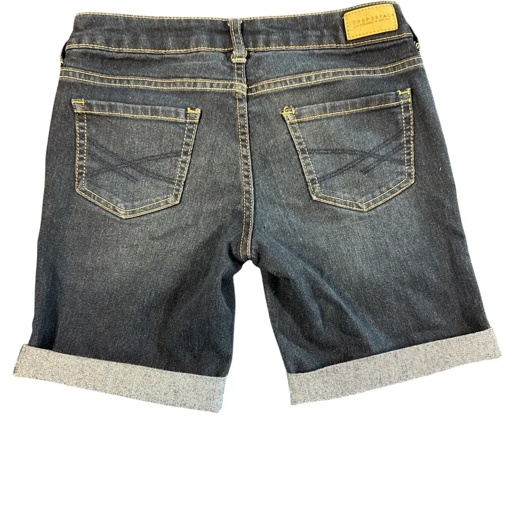 Aeropostale Blue Jean Shorts Cuffed Hem - Picture 2 of 7